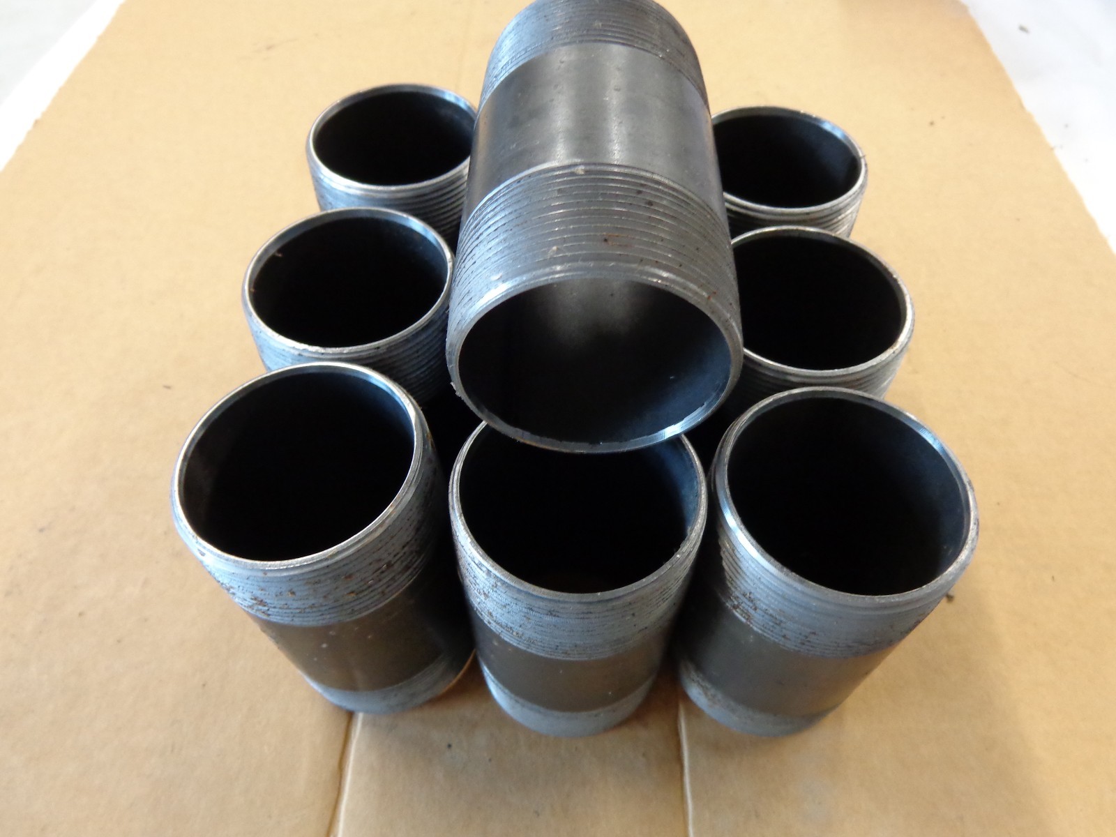 Five Black Iron Pipe Nipples 2"x4",  Black Iron Nipples 2"x4" Lot Of 5