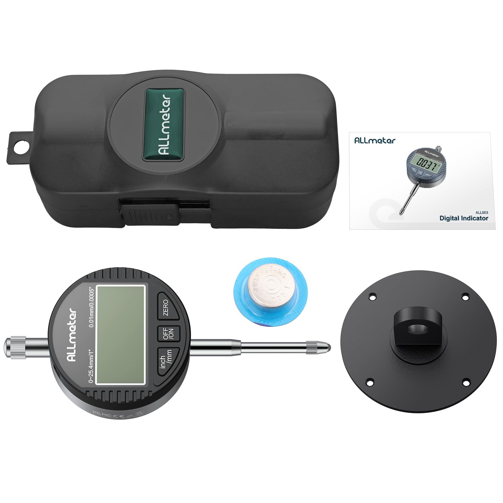 Digital Dial Indicator DTI,0-1in Range,0.0005in/0.01mm Resolution,LCD