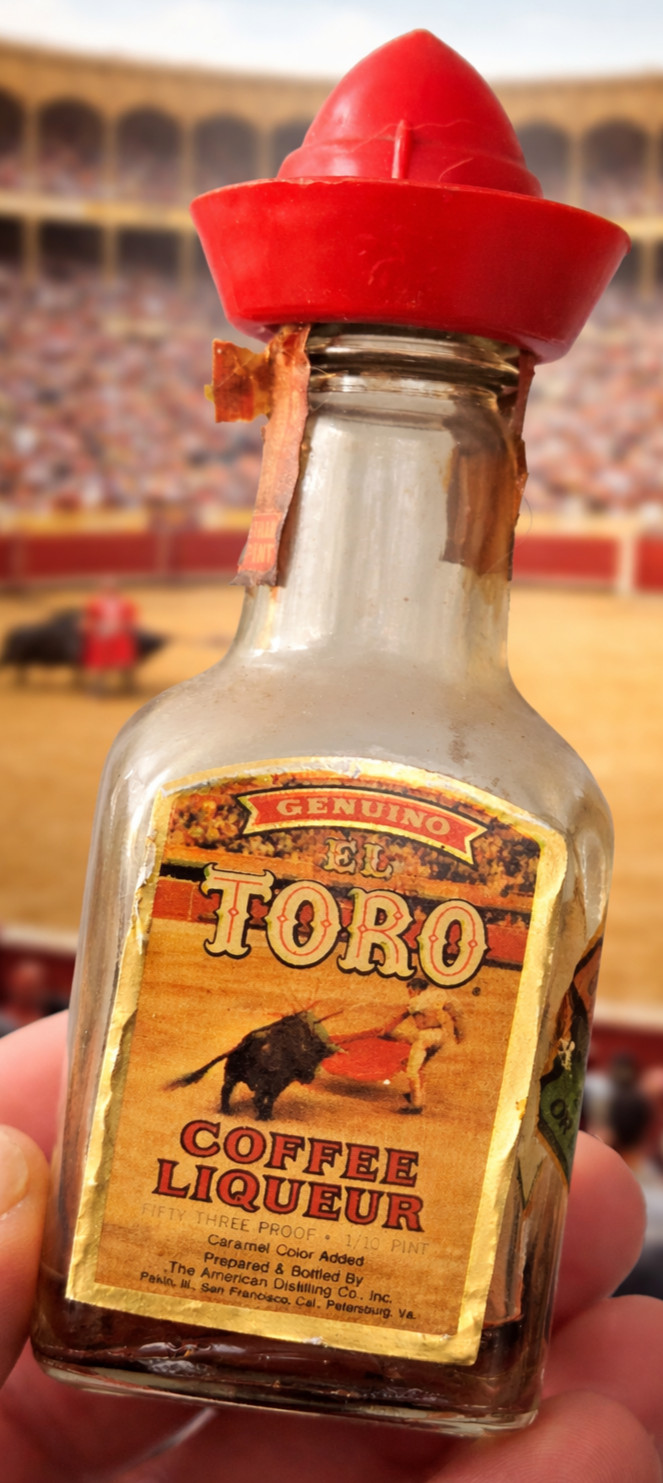 El Toro Coffee Liqueur mini glass empty bottle