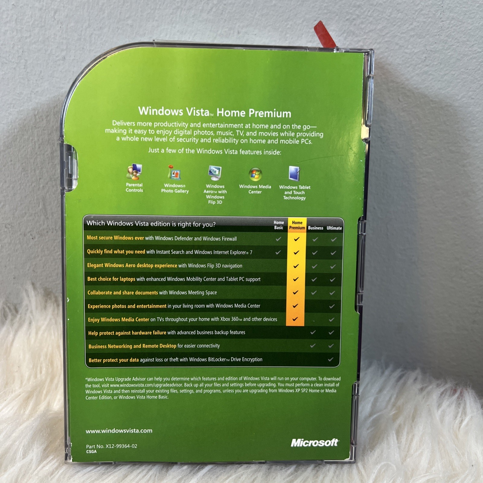 Microsoft WINDOWS VISTA HOME PREMIUM Upgrade 32 Bit DVD Software w/ Key