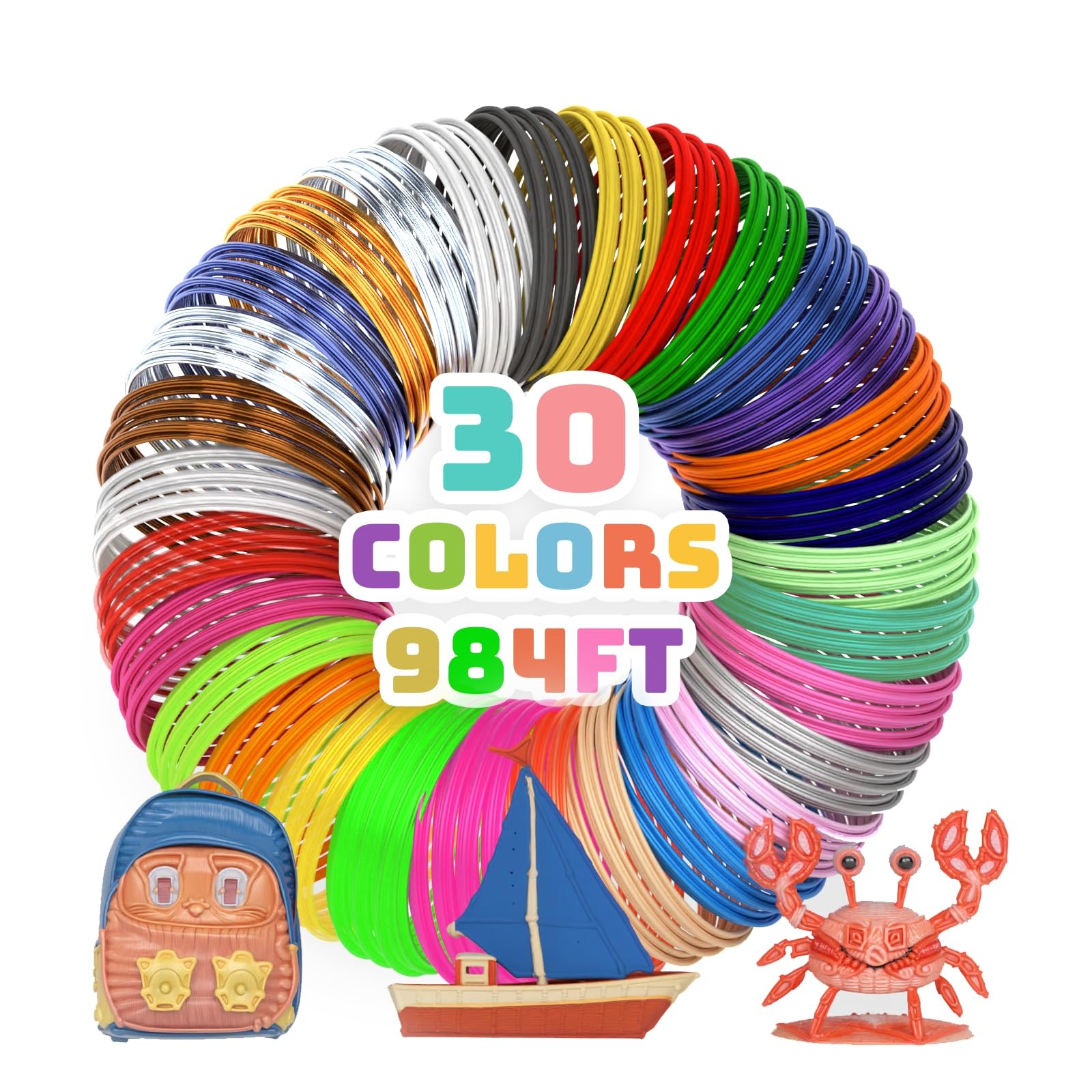 3D Pen Filament 30 Colors 1.75mm PLA 3D Printer Filament Each Color 32.8 Feet...