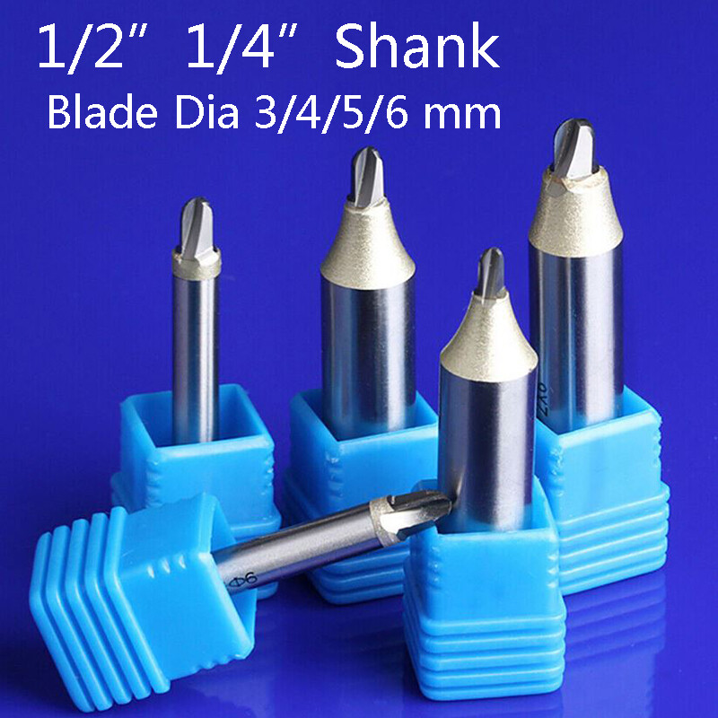 1/4" 1/2" SHK TCT Carbide Lengthen Deep Round Bottom Router Bit Wood Mill Cutter