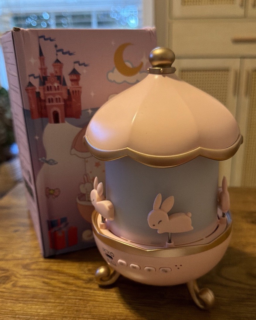Bunny Carousel Nite Light Projector 360 Turn, Light Moods 11 Sounds Nature-Music