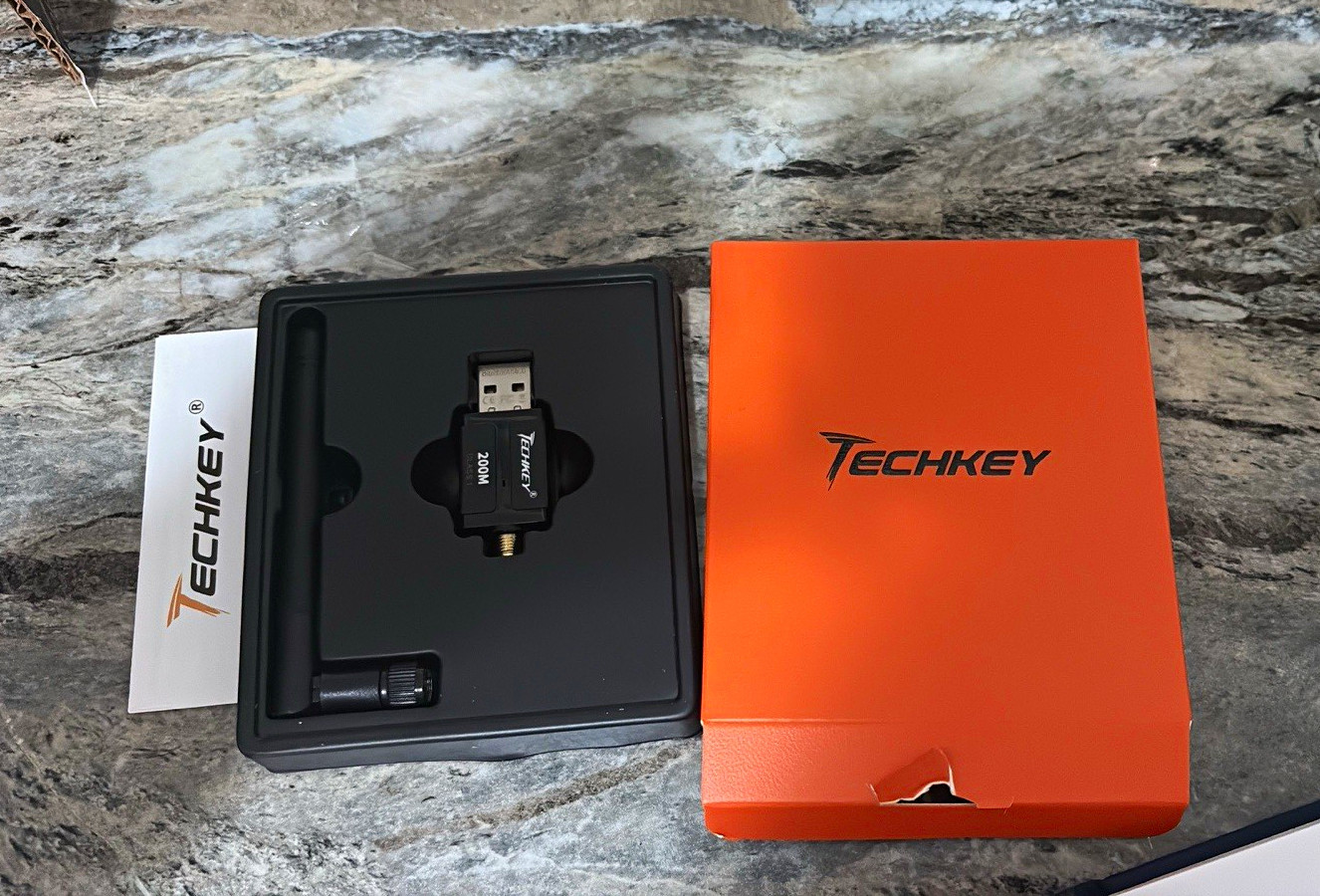 Techkey USB Bluetooth 6.0 Adapter for PC 200M Long Range with Antenna – Open Box