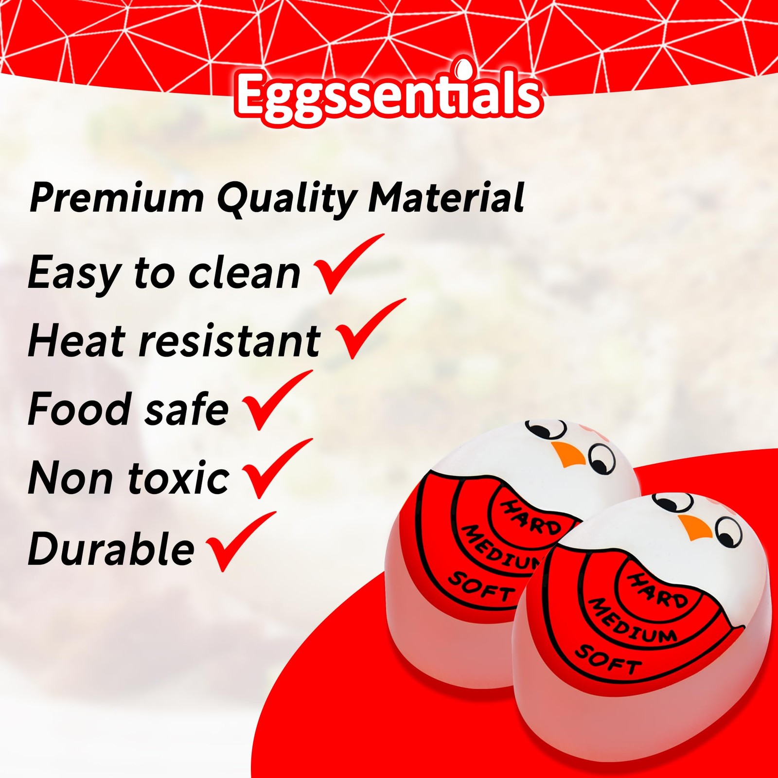 Eggssentials Pack of 2 Red Egg Timer That Goes in Water – Egg Timer for Hard ...