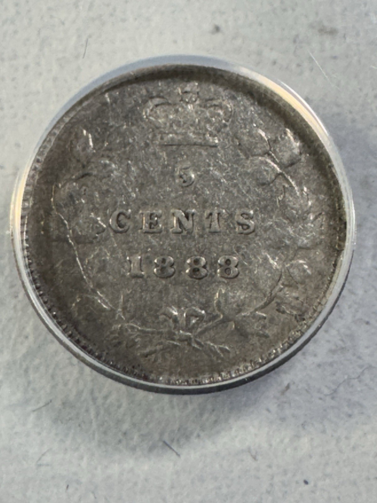 1888 Canada 5 Cents Small Silver Coin Graded VF 25 Details Cleaned by ANACS
