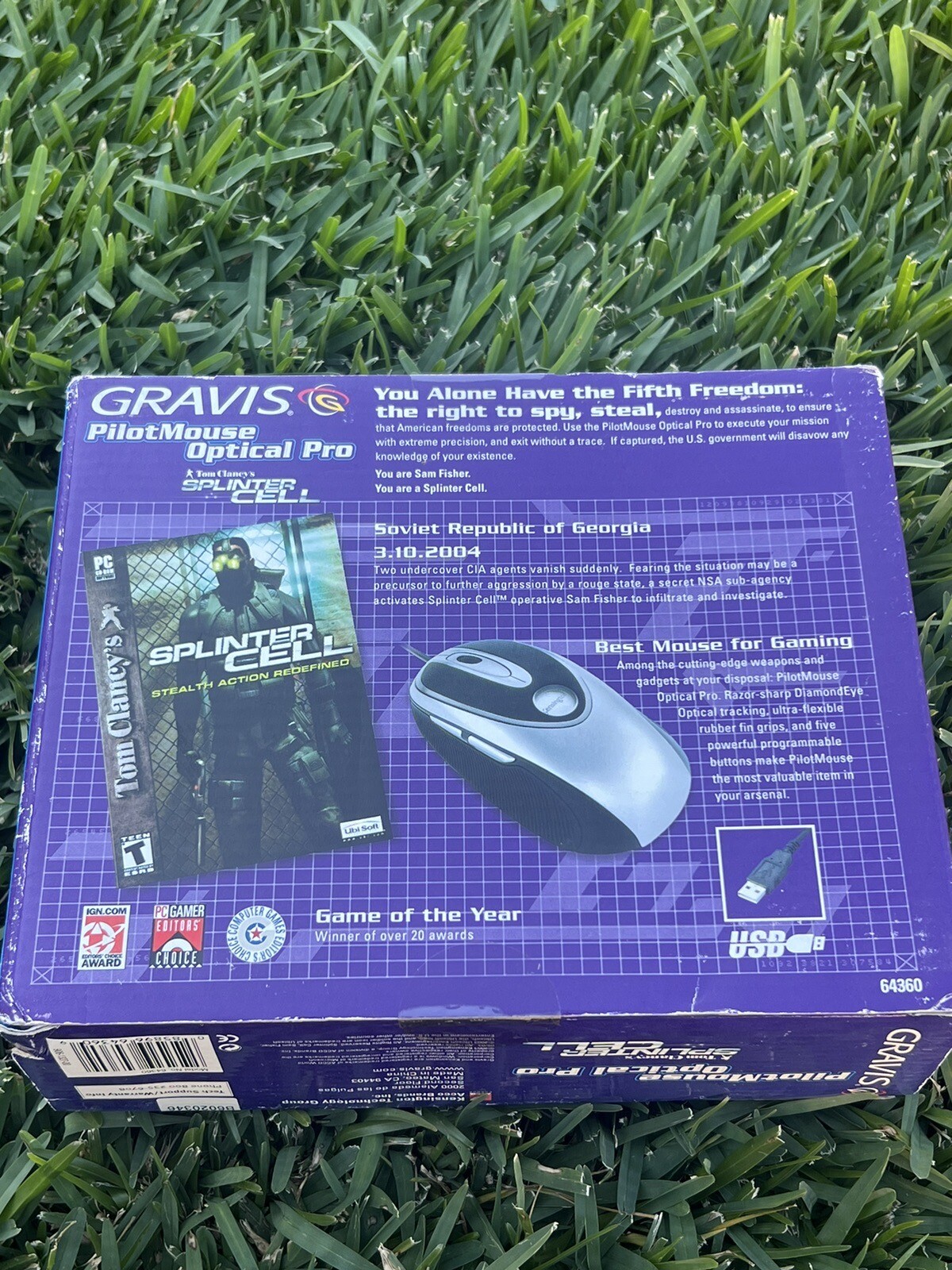 NEW Vintage GRAVIS Splinter Cell Stealth & Kensington PilotMouse Optical Pro