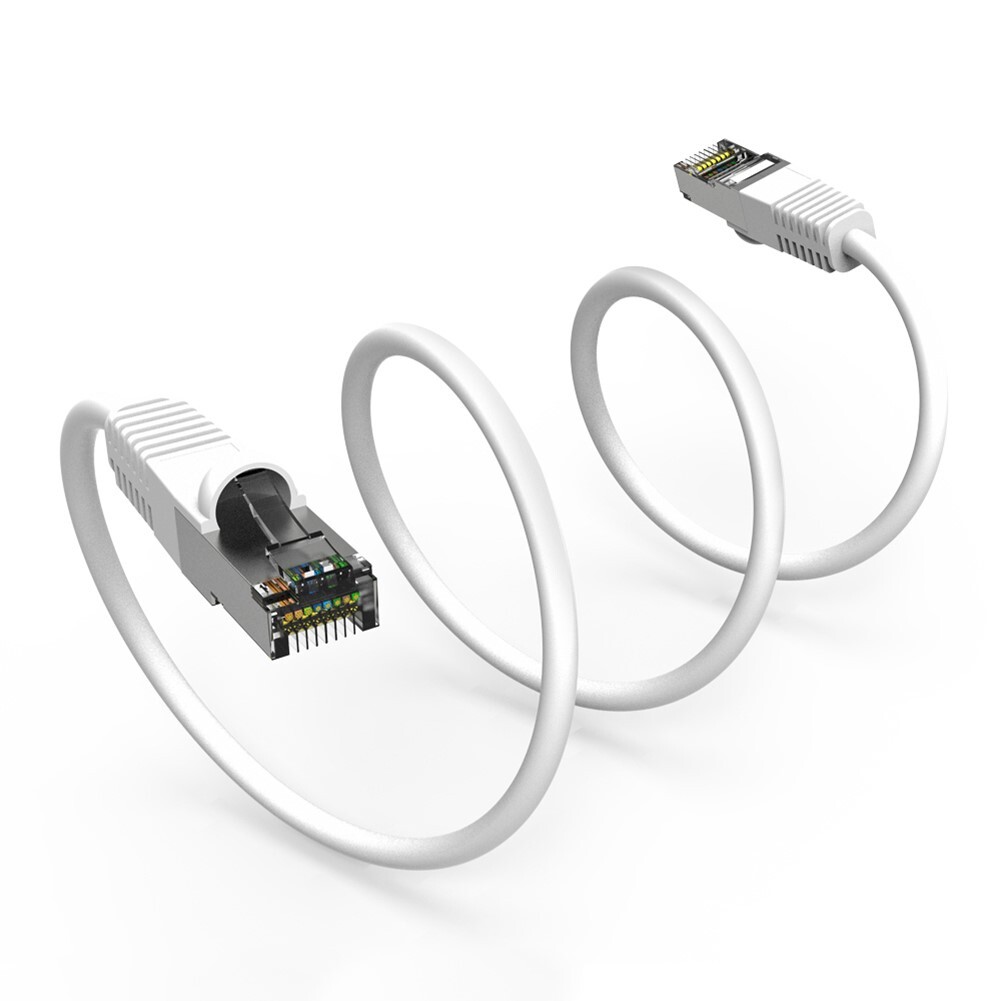 5FT Cat6 RJ45 Ethernet LAN Network SSTP Shielded Patch Cable Copper 26AWG White