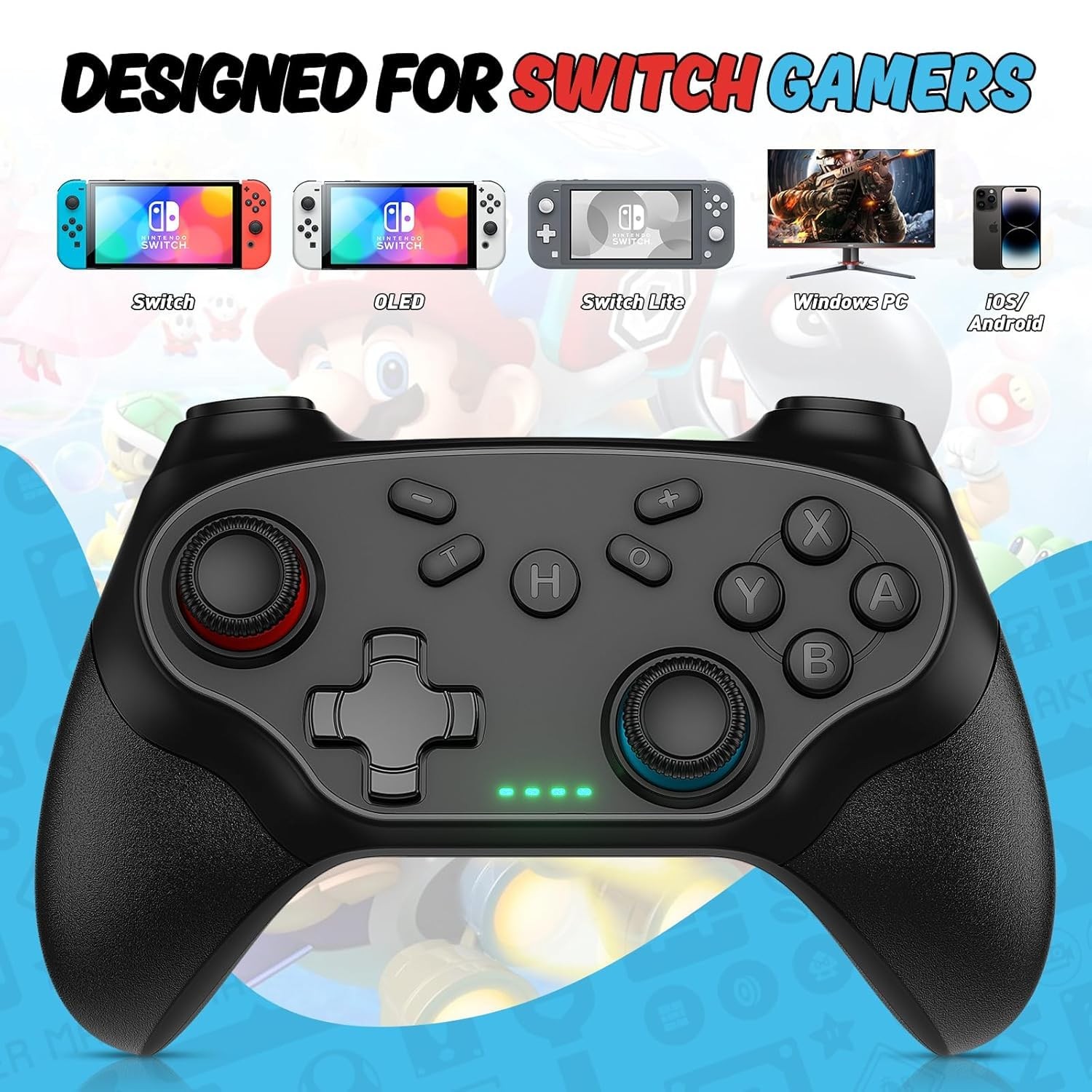 2 Pack Wireless Controller for Nintendo Switch 2/1 Lite/OLED and PC, with Blu...