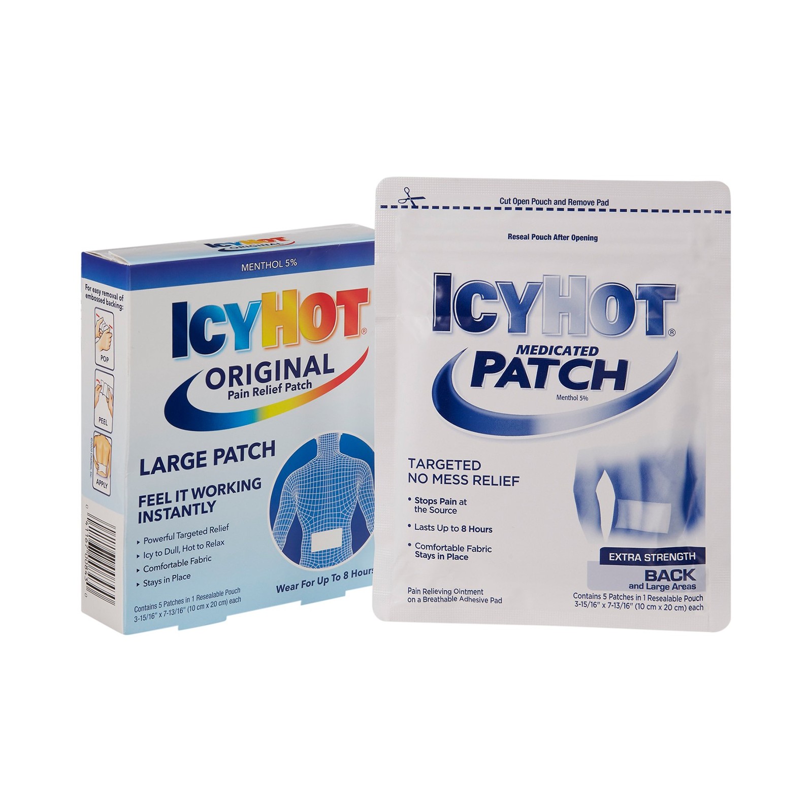Icy Hot Pain Relief Menthol Patch Box 5% Strength 5 Ct