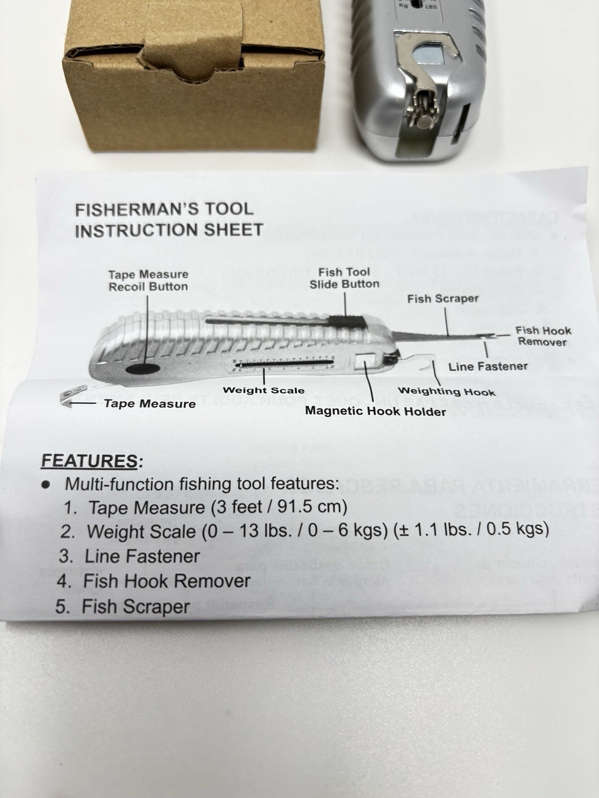 Avon Multifunction Fisherman’s Tool Scale, Fish Scraper, Hook Remover, Tape Meas