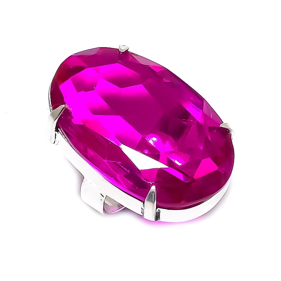 Pink Rubillite Gemstone Handmade 925 Sterling Silver Jewelry Ring Size 4 l782