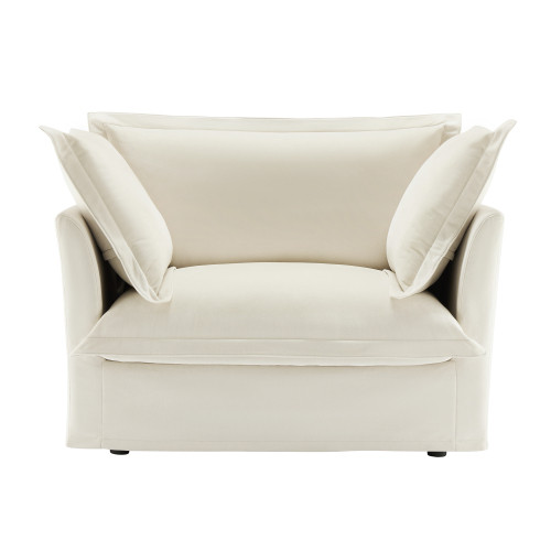 Armchair with 1 Big Back Cushion and 2 Big Toss Pillows Single Deep Seat Fabric