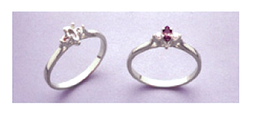 5x2.5mm Marquise Accented Sterling Silver Pre-Notched Ring Setting Size 4-7