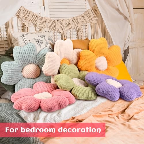 6 Pcs Flower Shaped Pillows Daisy Floor Throw Pillows 15 Inch Bright Color