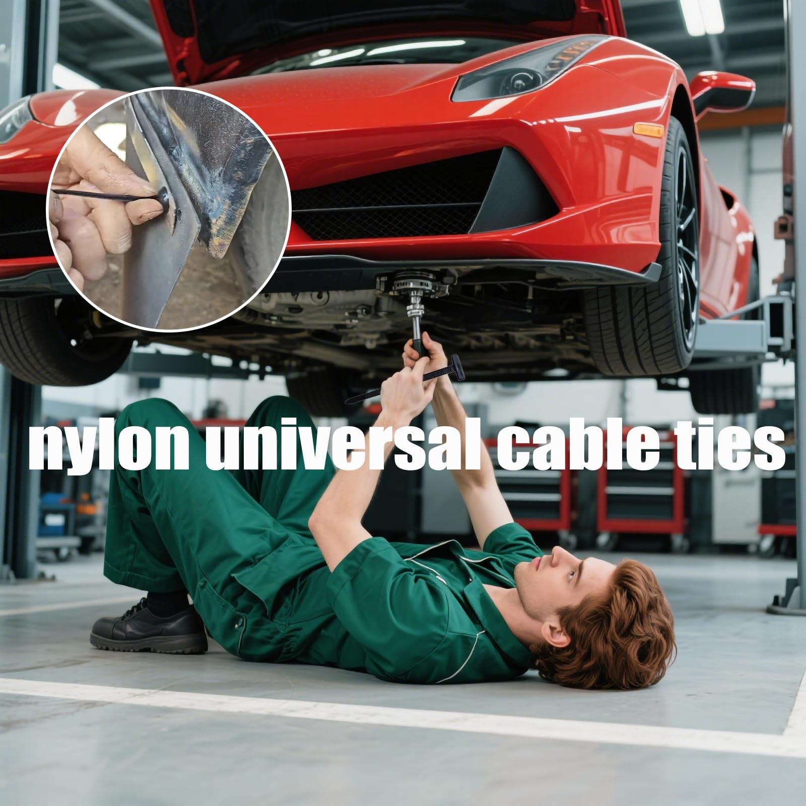 Nylon Universal Cable Tie Buckle - Heavy Duty Zip Ties (with Pin & Button), U...