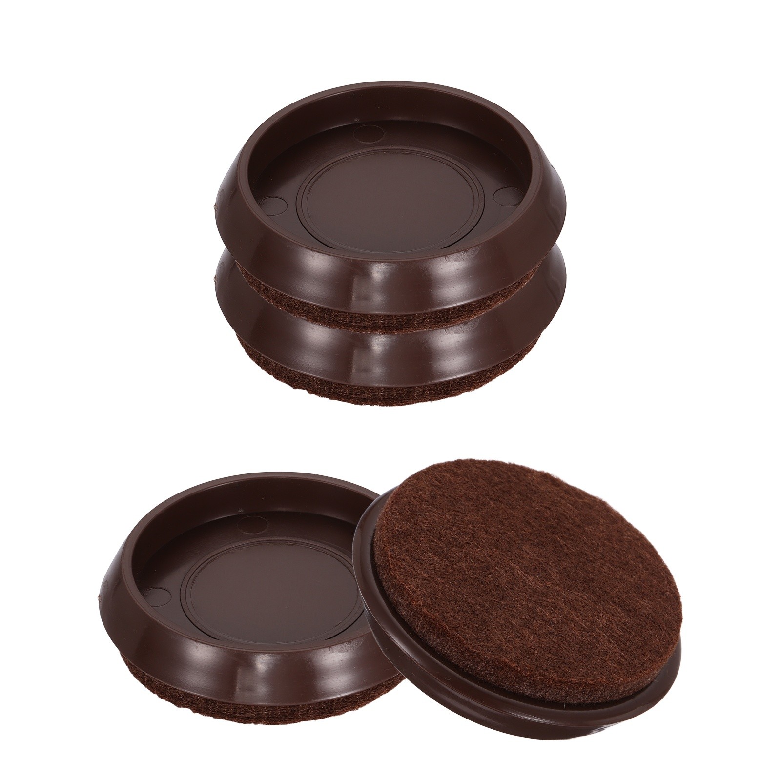 Furniture Pads, 4 Pcs 1-3/4" Round Furniture Protector with Felt, Brown