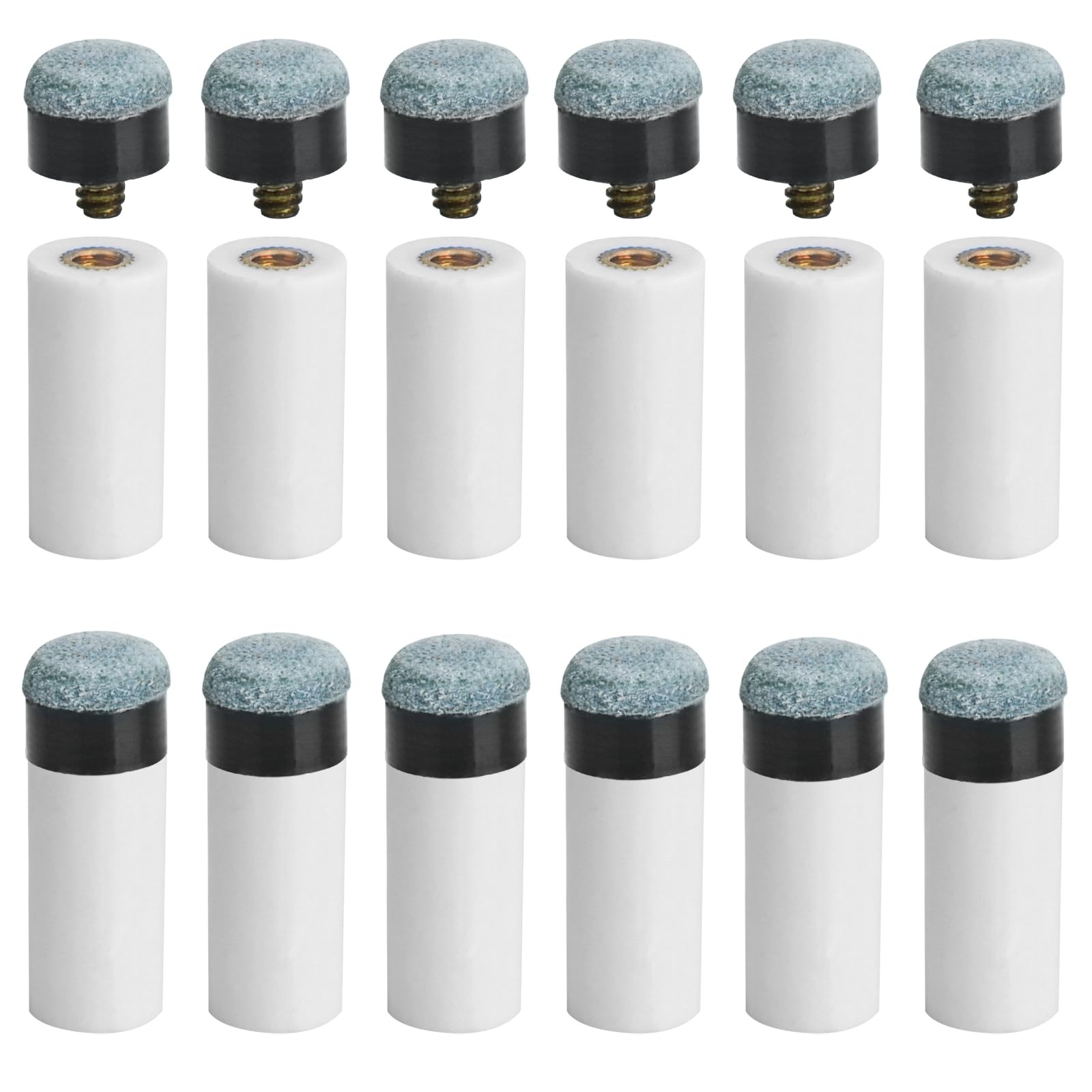 AccEncyc 12 Set Billiard Cues Tips Replacement Pool Cue with White