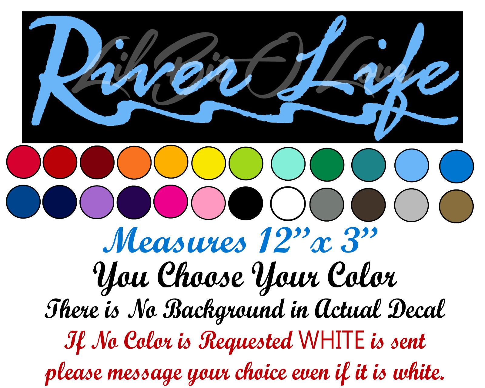 River Life Decal Script with River "R" Sticker Fishing Fisherman Fish Car Auto