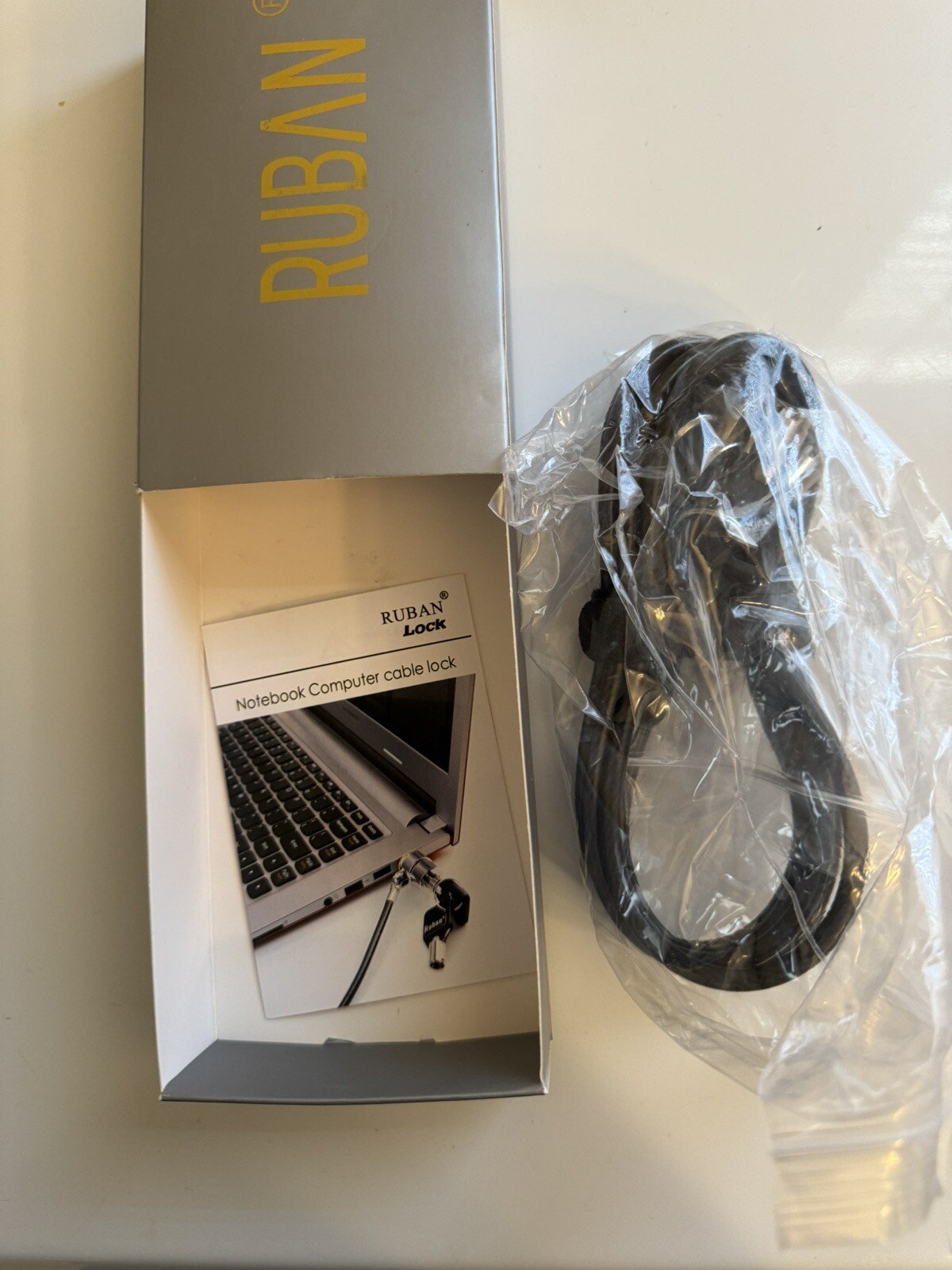 RUBAN Notebook Computer Cable Lock with keys New - Lot of 3 (1 is missing box)