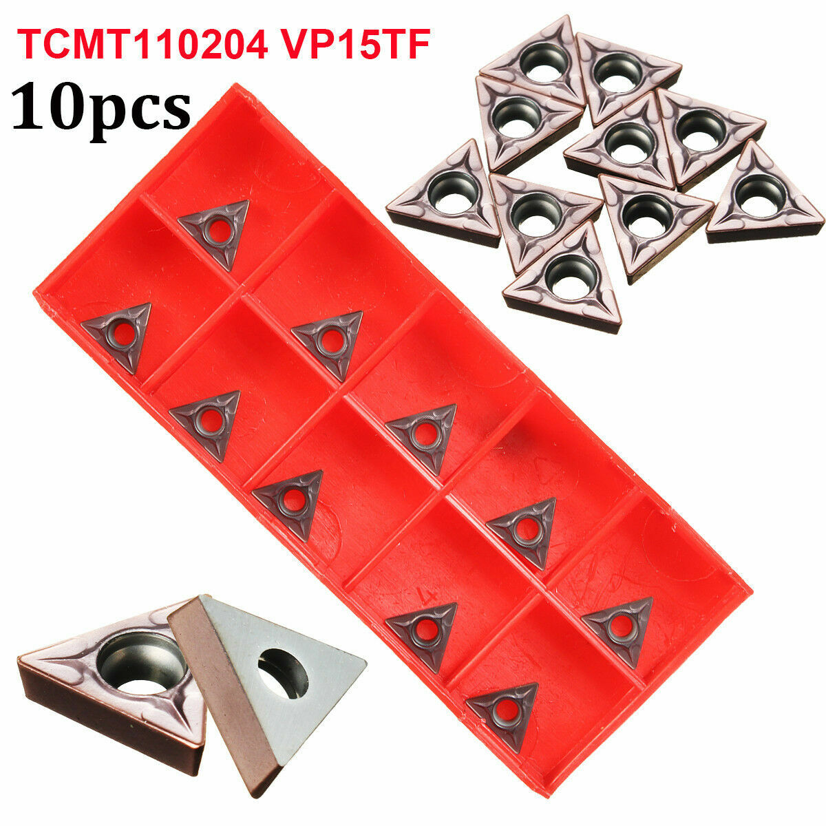 10Pcs TCMT110204 VP15TF / TCMT21.51 VP15TF CNC Carbide Insert Blade Lathe Blade