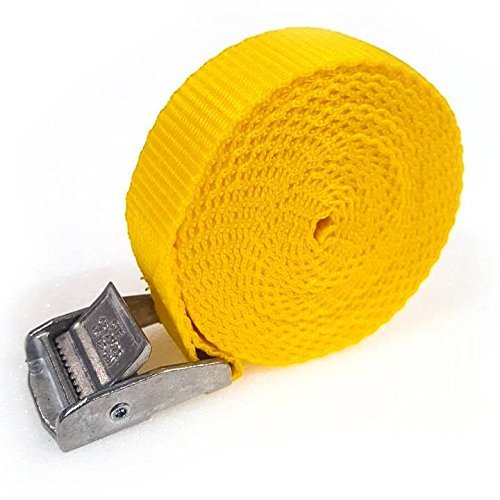 5 Buckled Straps 25mm Cam Buckle 2.5 meters Long Heavy Duty Load Yellow 250kg