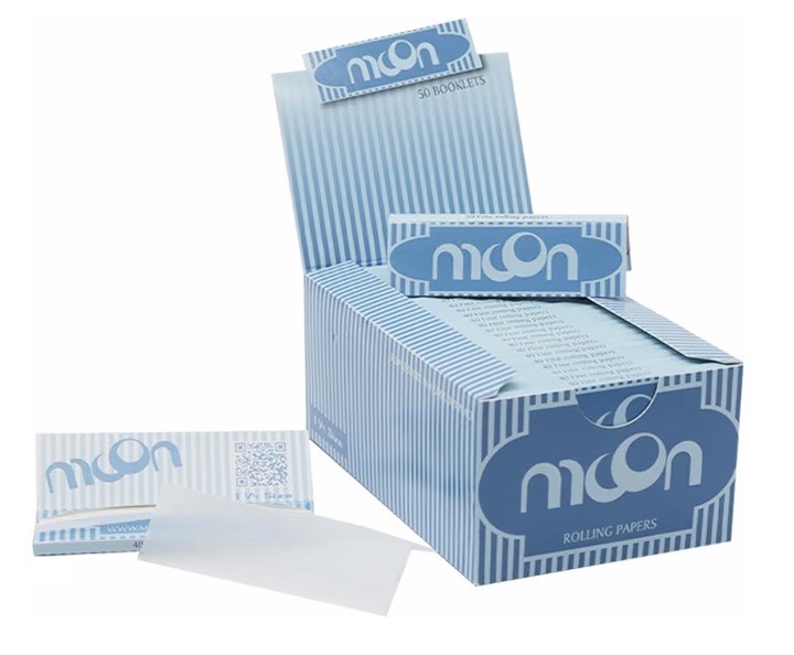 Moon Rice Rolling Papers Blue Box Of 50 Packs  Rolling Papers 1 1/4 77x44mm Size