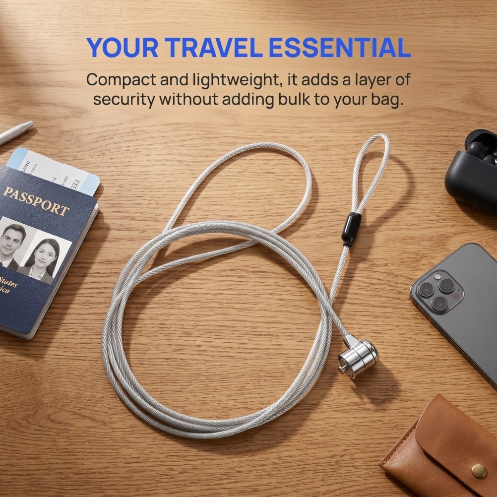 Reusable Zinc Alloy Laptop Cable Lock with Key Portable Home Security Device