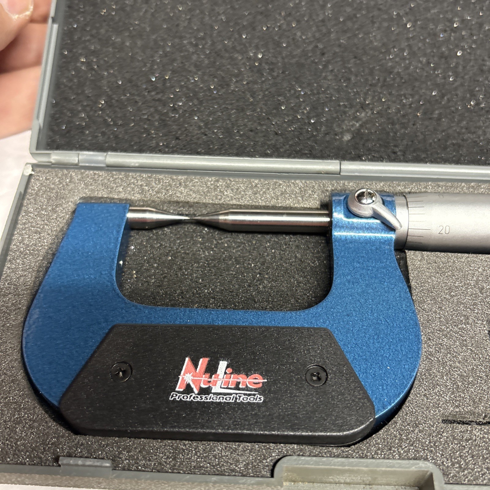 NULINE PRECISION 15° POINT MICROMETER 0-1" RANGE .001" GRADS W/case & Wrench