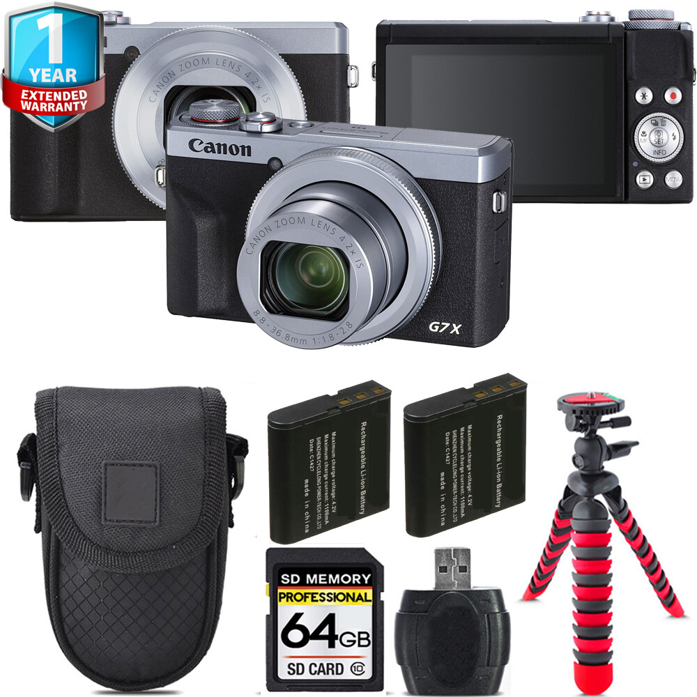 Canon PowerShot G7 X Mark III (Silver)+ Extra Bat +Tripod + 1 Yr Warranty -64GB