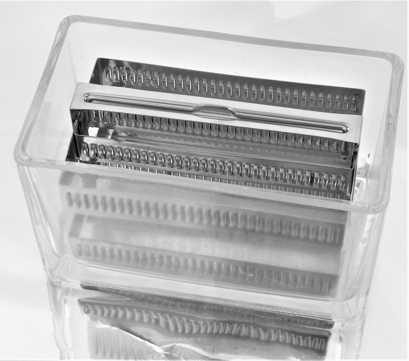 Lab Glass Slide Staining Jar Dish w Stainless Dry Storage Rack 60 Position New