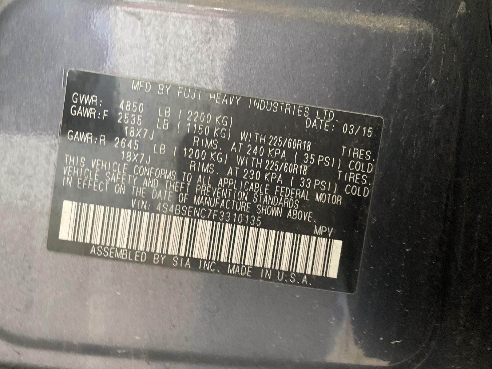 Used Blind Spot Detection System Warning Control Module fits: 2015 Subaru Legacy