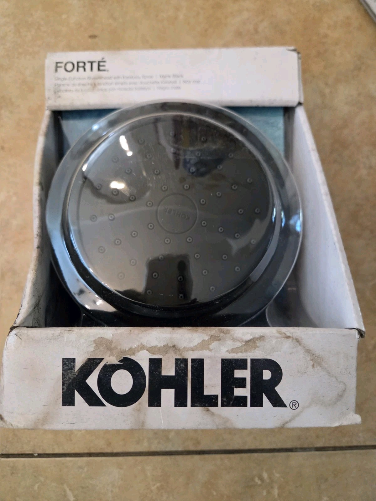 Kohler Forte Fixed Shower Head1-Spray Patterns Single Wall Mount Black Damaged B