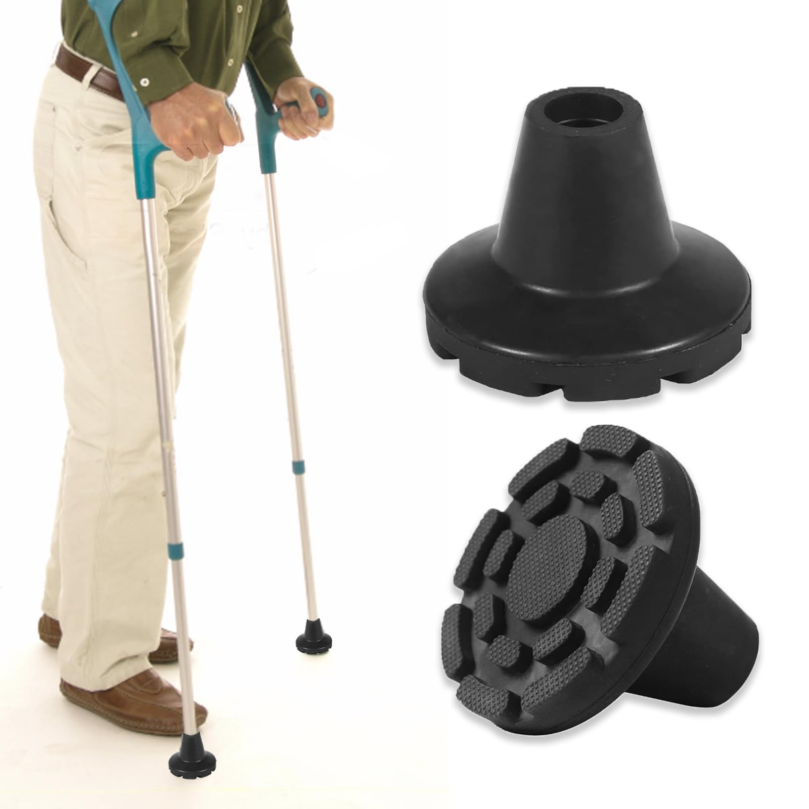 Forearm Eblow Crutches Tips for 3/4 inch Cane Non-Slip Rubber 2 Pcs
