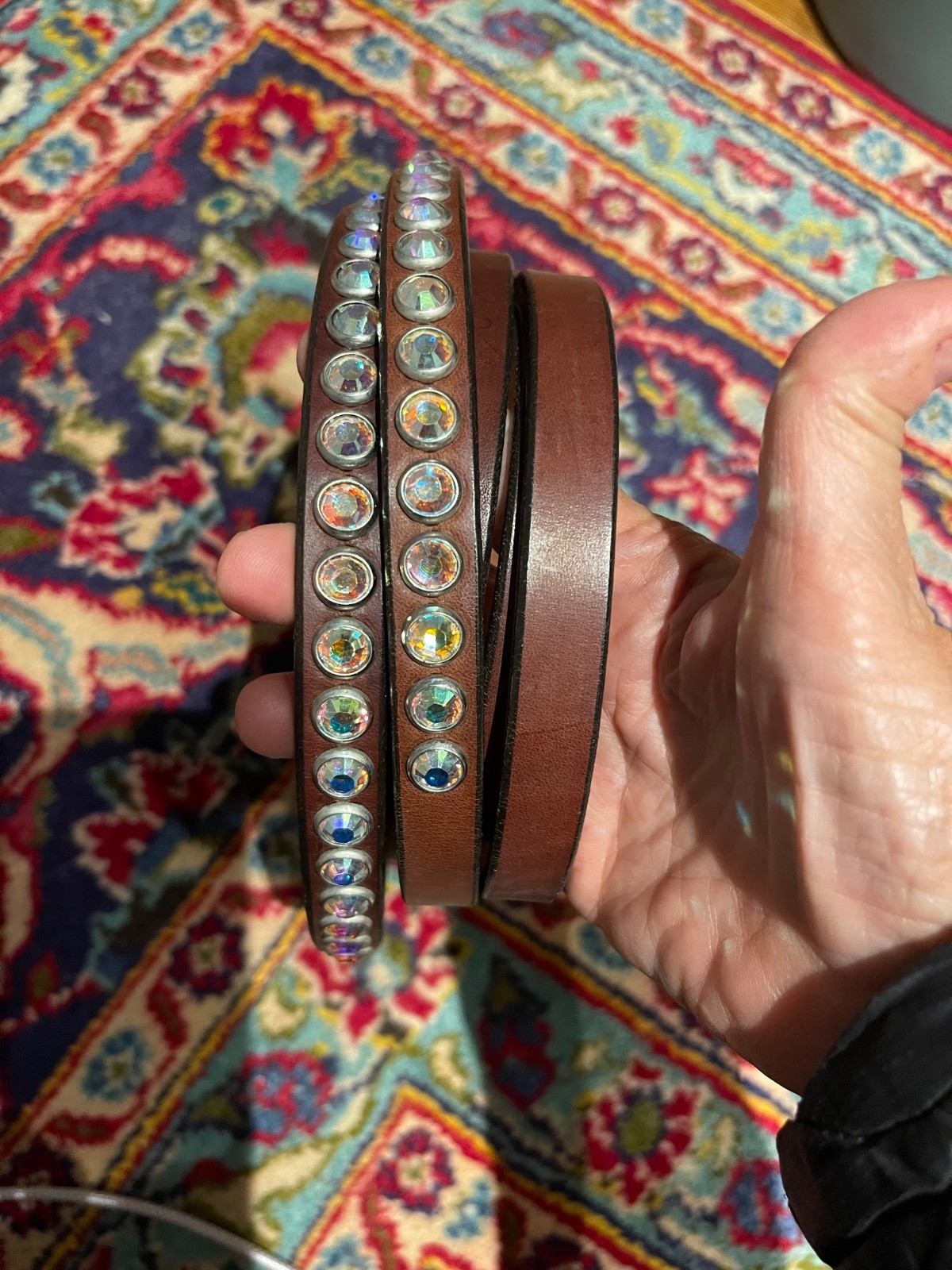 Weaver rhinestone working roper rein with clip 7 1/2 ft