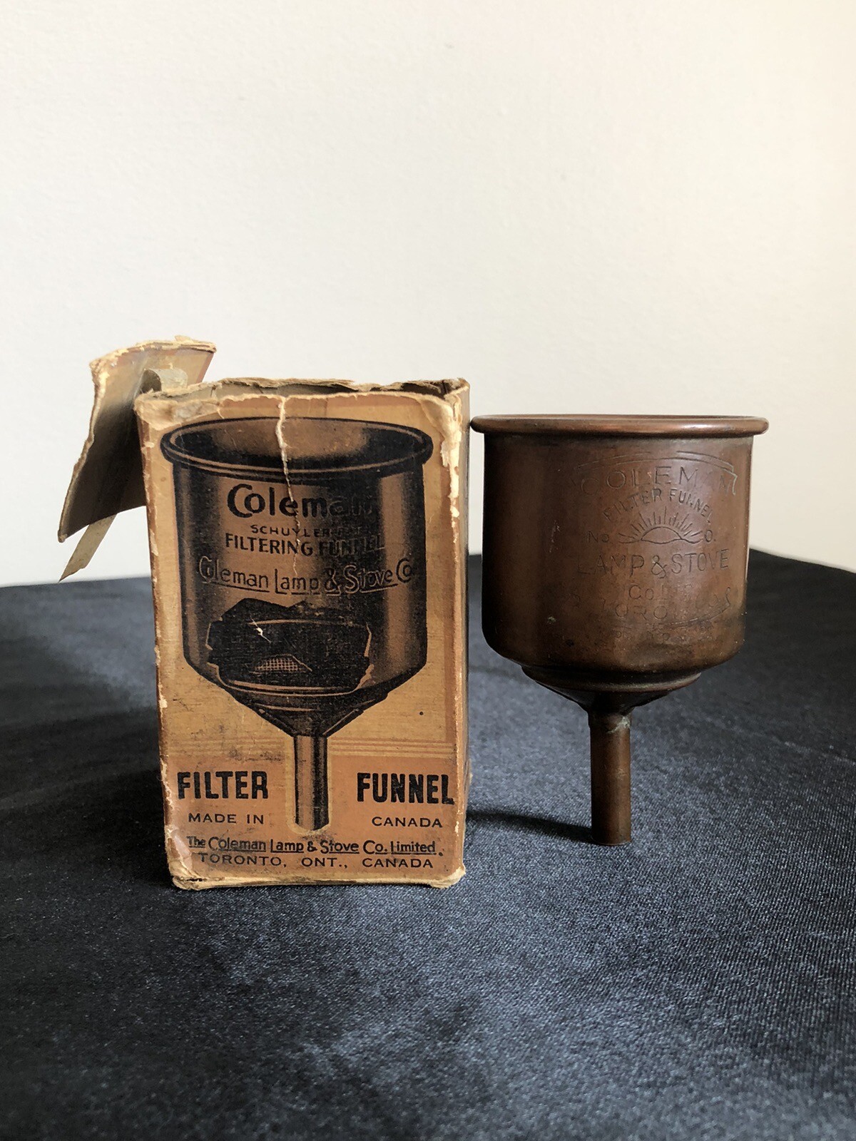 Rare Coleman Copper Filter Funnel With Box Canada No.0