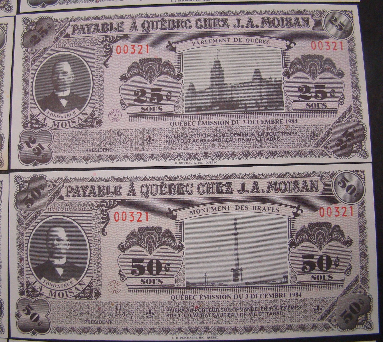 1984 Canada 3 Sous thru Dollar Moisan Quebec Matching Serial Numbers 12 Notes
