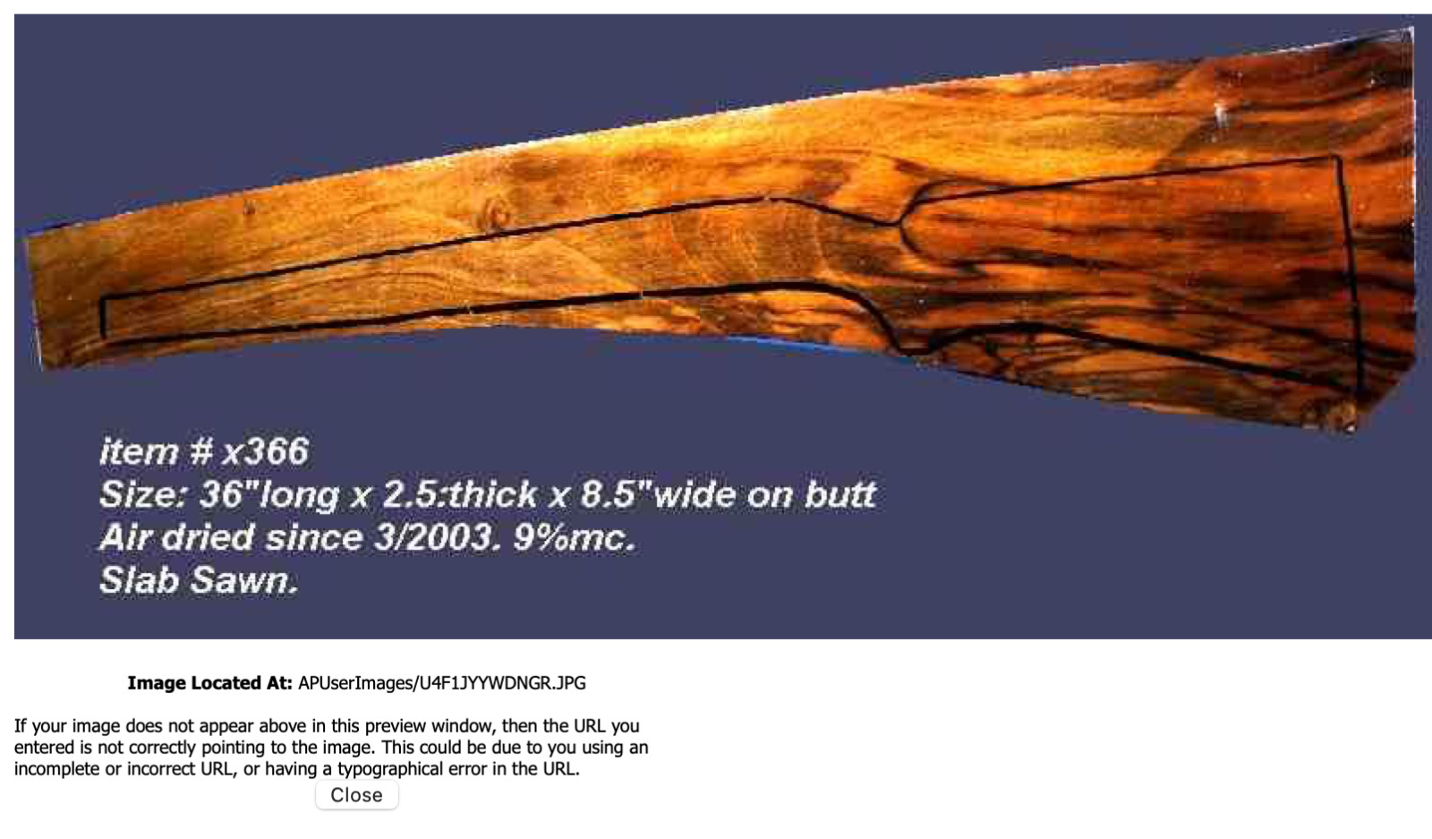 Turkish walnut rifle blank X246