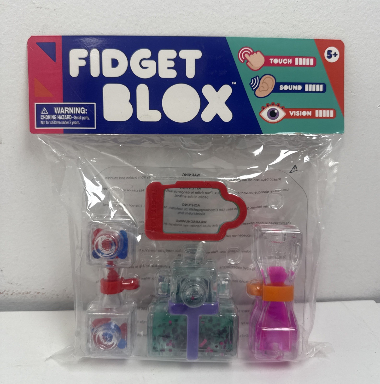 Fidget Blox 3 Pack with Backpack Clip (Amazon Exclusive) Sound Touch Vision