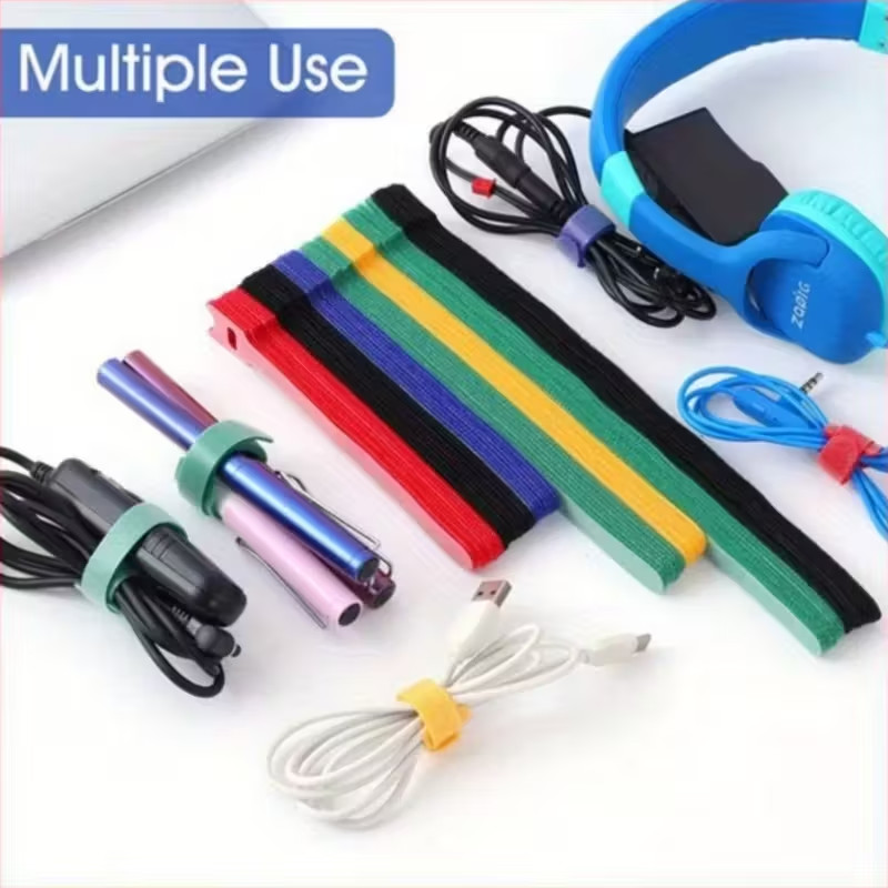 50 Pcs Reusable Cable Ties, Multipurpose Nylon Hook & Loop Straps, Cord Organ
