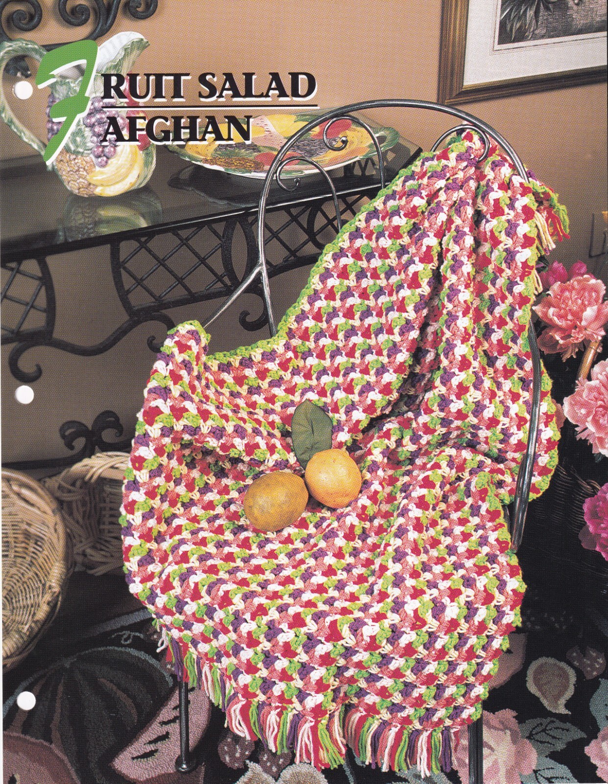 Crochet Afghan Pattern FRUIT SALAD AFGHAN Instructions Leaflet Annie's