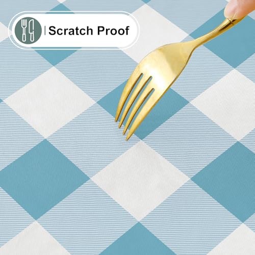 Buffalo Rectangle Picnic Tablecloth, 6 72" x 30" (Rectangular) Aqua & White