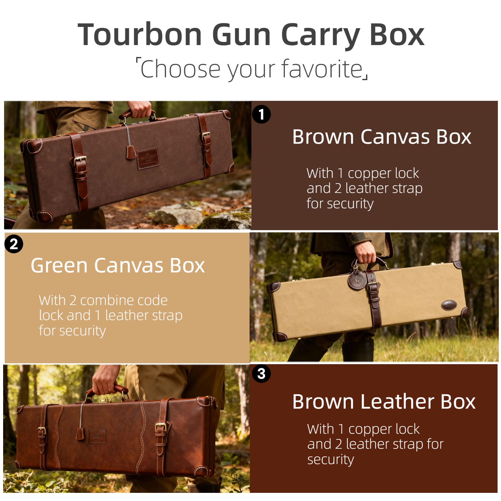 TOURBON Shotgun Box Takedown SXS O/U Gun Barrel Storage Safe Hard Case 3 Types