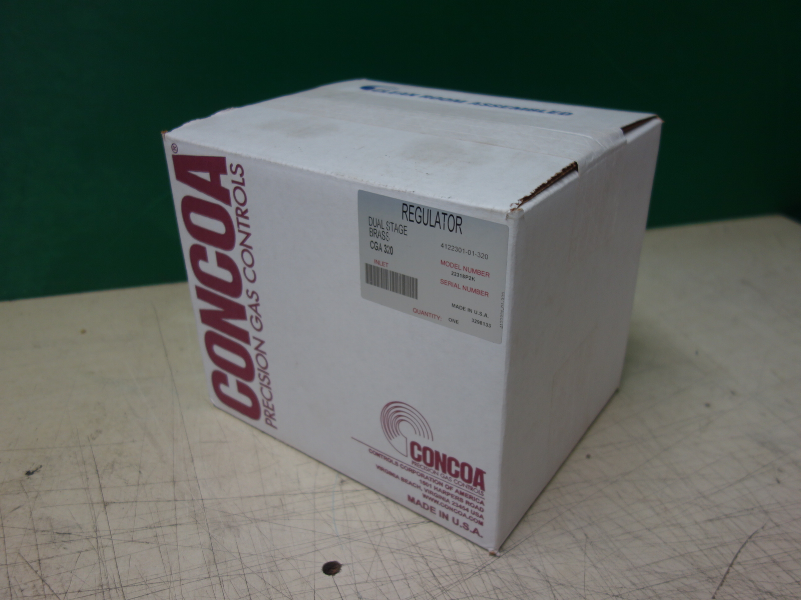 Concoa Precision Gas Controls 4122301-01-320 Dual Stage Brass Gas Regulator *NEW