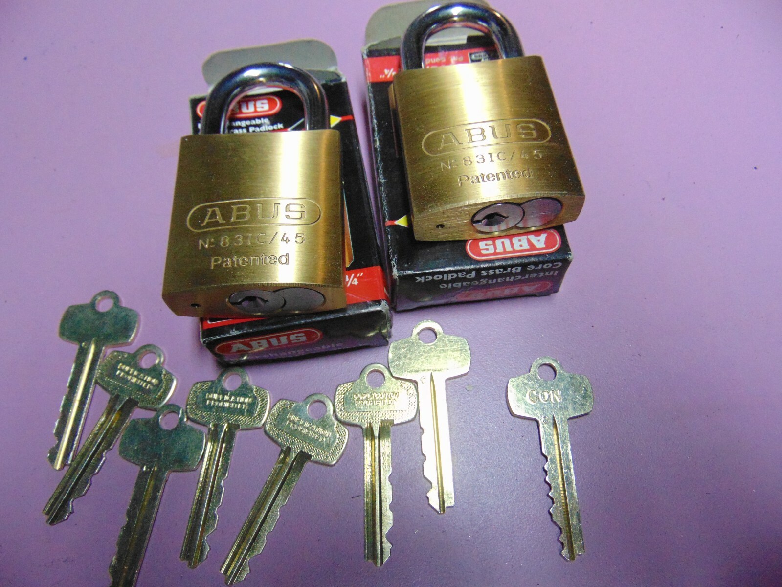 2 NEW ABUS IC BEST CYL. WITH C CORE AND 1 CORE AND 8 KEYS PADLOCK     LOCKSMITH