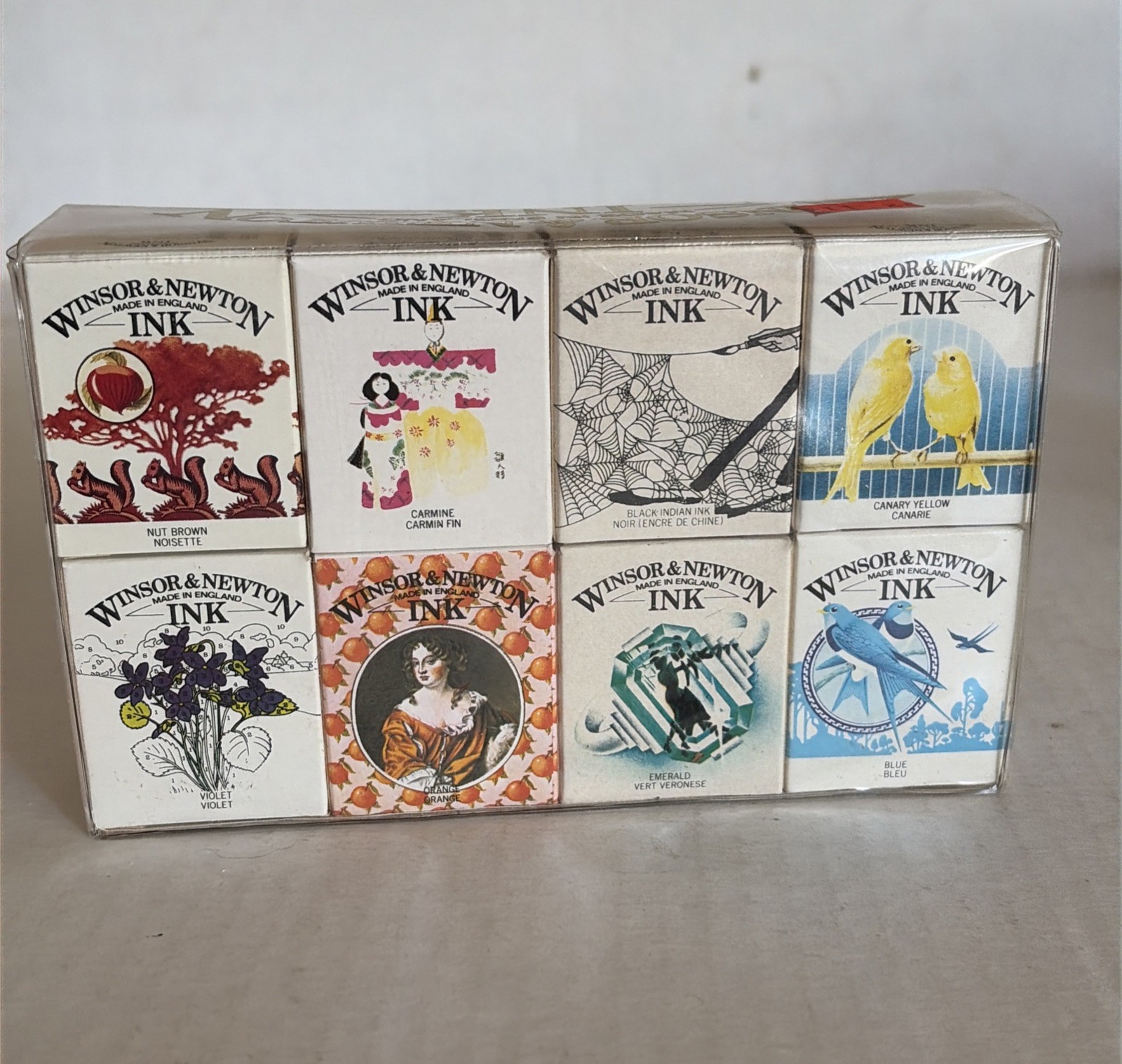 Winsor and Newton Ink Vintage Drawing Ink Bottles Made in England Lot of 8