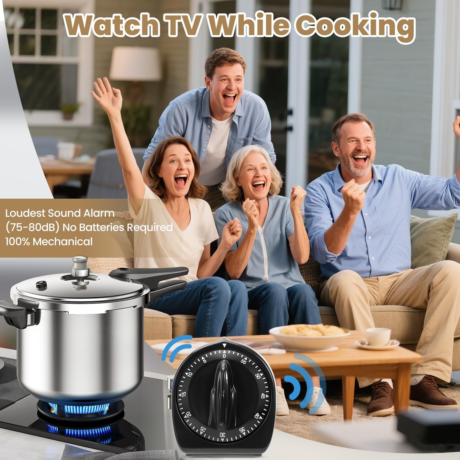 Kitchen Timers for Cooking, 60 Minute Wind Up - Chef Cooking Timer with Loud
