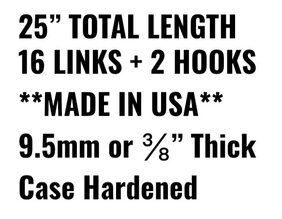 1 NEW USA 25" 16 Links +2 Hooks *9.5mm 3/8”EXTRA THICK*  Cross Chains Section 20