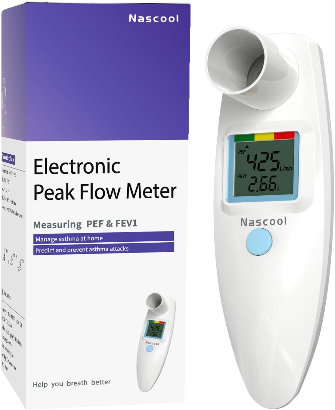 Digital Peak Flow Meter,Home Medical with Tracking Software Manually Recording-A