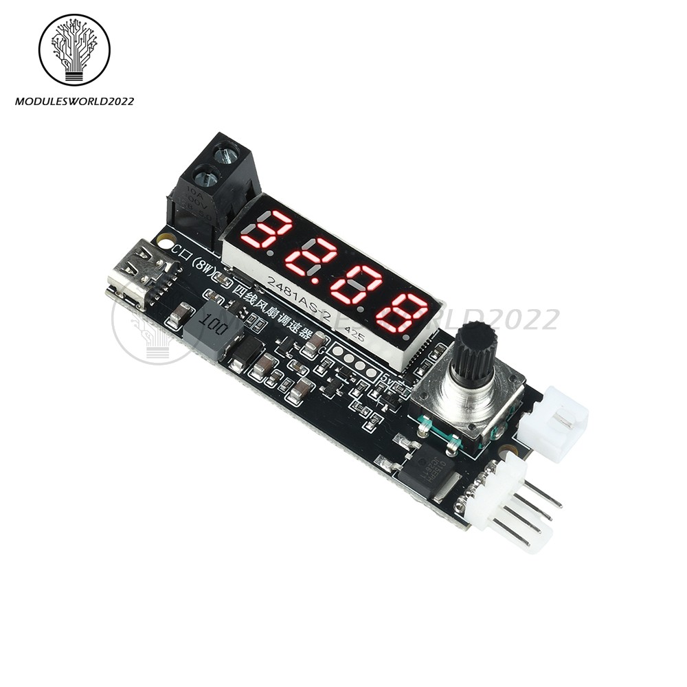 5V 12V 5A 4-Wire PWM Fan Speed Control Module Smart Temperature Control +Display